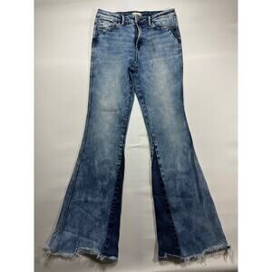 Altar'd State Vervet Women's Raw Hem Flare Blue Stretch Denim Jeans - 29x32.5